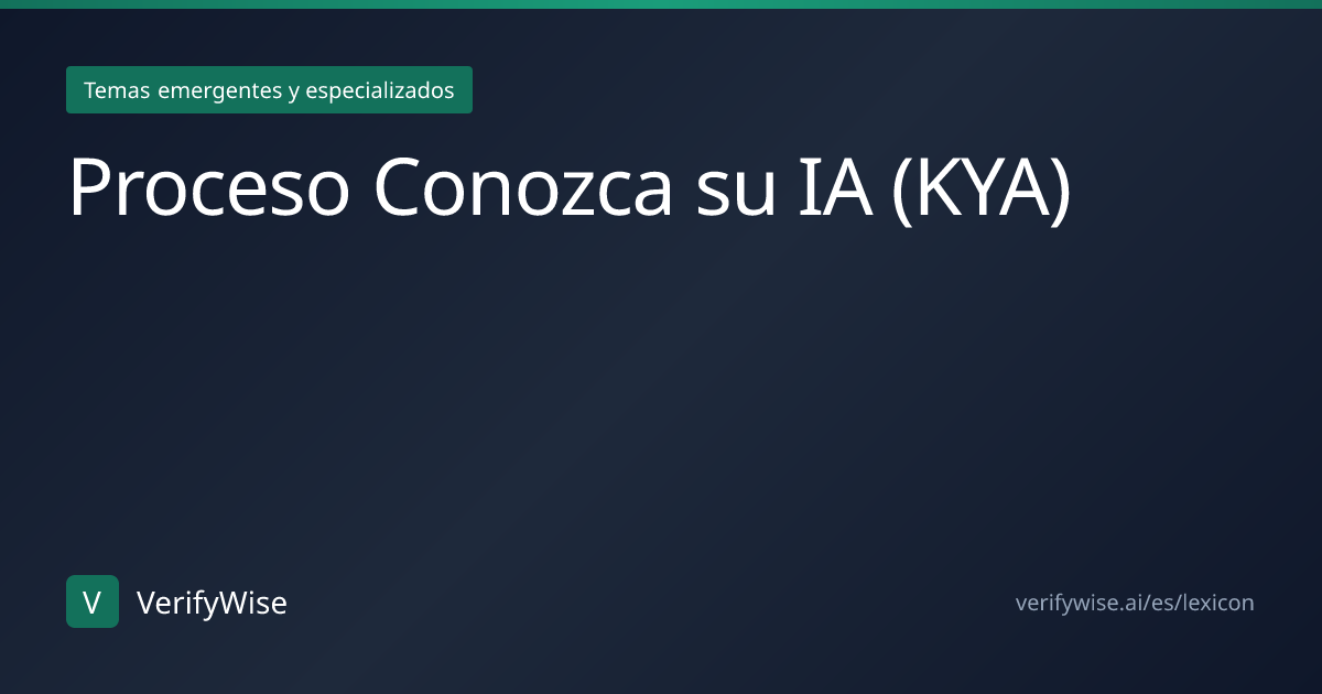 Proceso Conozca su IA (KYA) | Léxico Gobernanza IA | VerifyWise