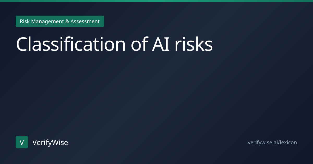 Classification of AI risks | AI Governance Lexicon | VerifyWise